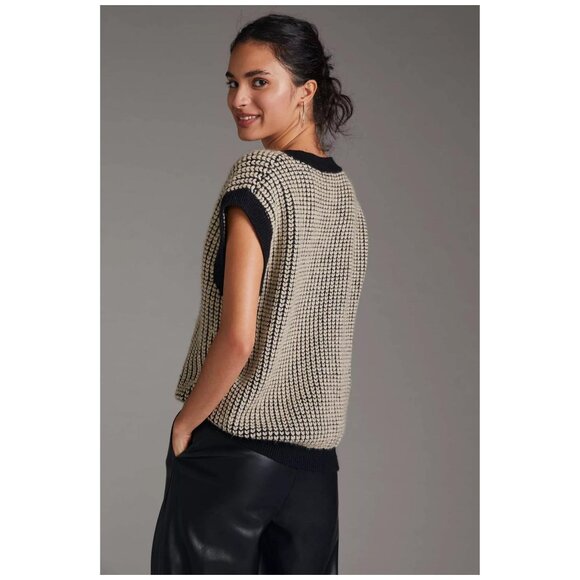 Anthropologie Oversized Sweater Vest Boxy Preppy Vintage Inspired Retro 80s 90s - Picture 2 of 10